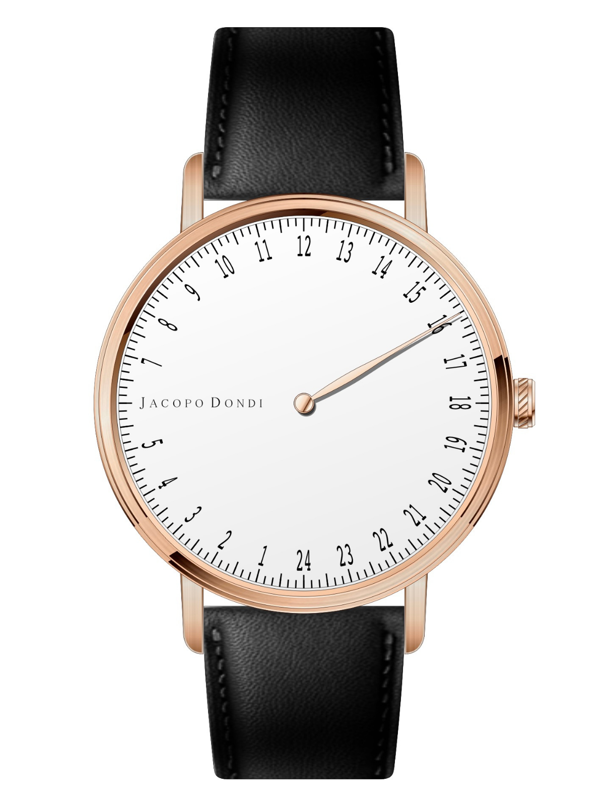 White | Rose Gold | Black Leather
