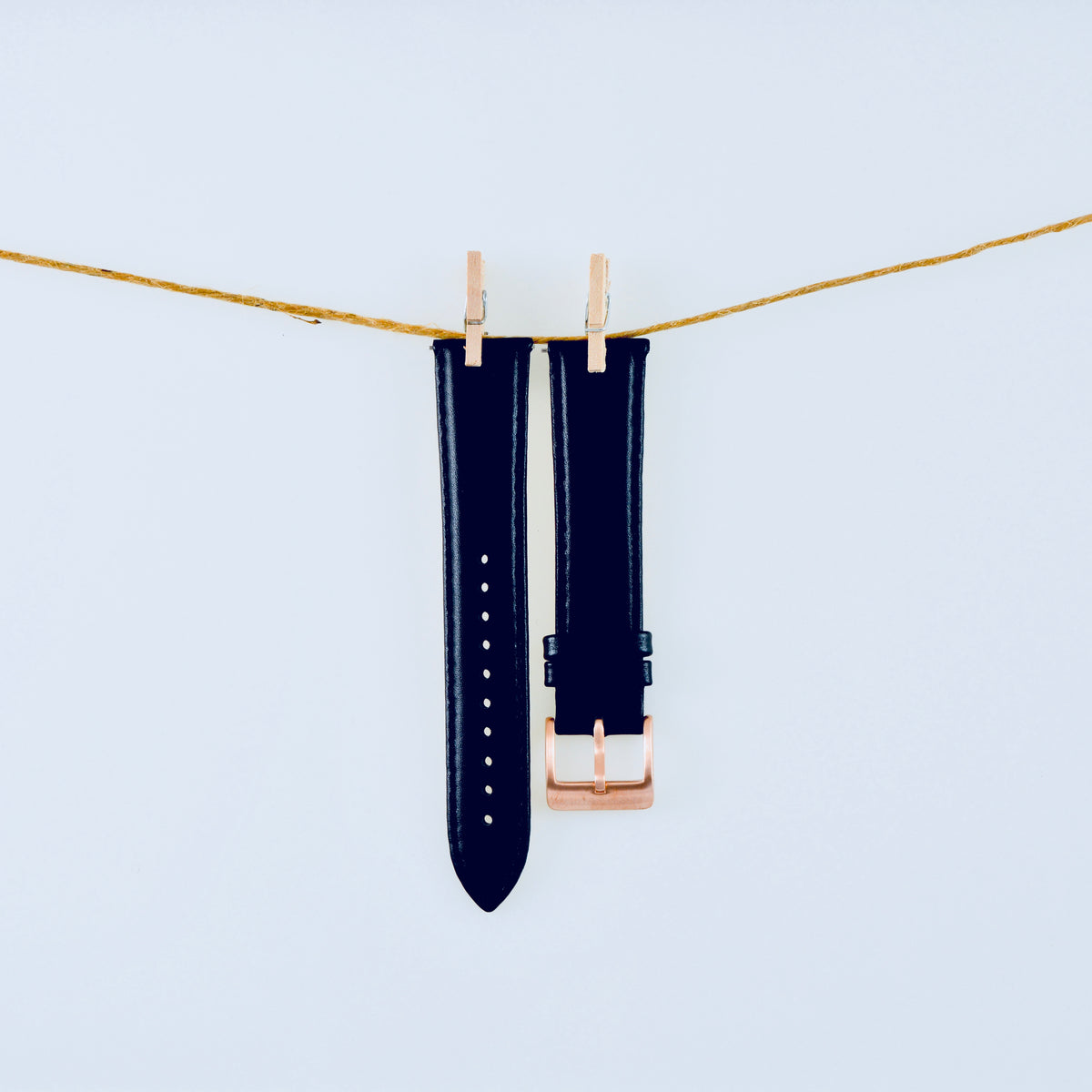Black Leather Strap | Rose Gold Buckle